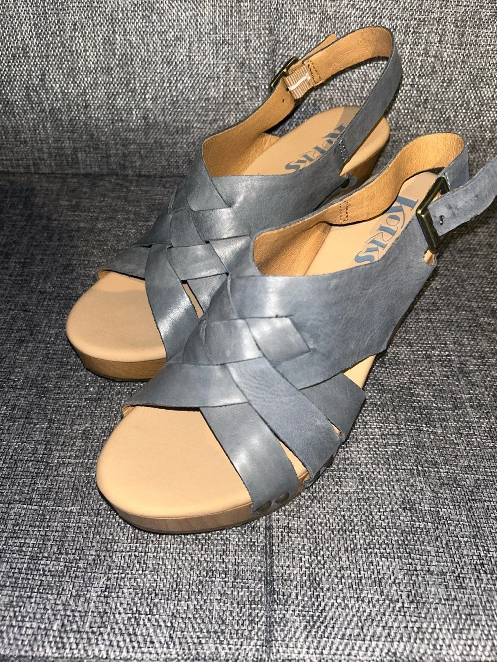 NEW - Kork-Ease Woven Slingback Clogs in Slate Blue